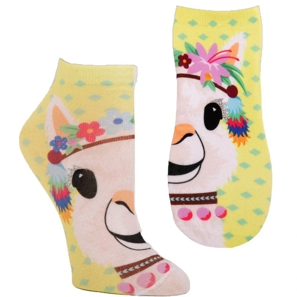 LIVING ROYAL Party Llama Glitter Ankle Sock OSFM
